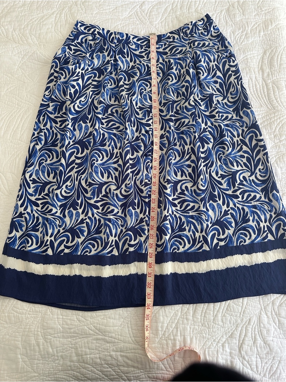 NWT Jules & Leopold Blue & White Botanical Print Midi Skirt XL | Pockets - Picture 12 of 15